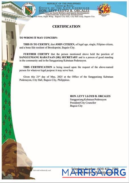 Blank Philippines certificate of good standing Word and PDF template, version 8